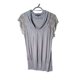 Bluheaven Y2K Gray‎ Lace Sleeve Cowl Neck Women's Tunic Size Medium
